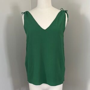 Massimo Dutti Green Sleeveless Lined Tank Top with Tie Sleeves Sz S